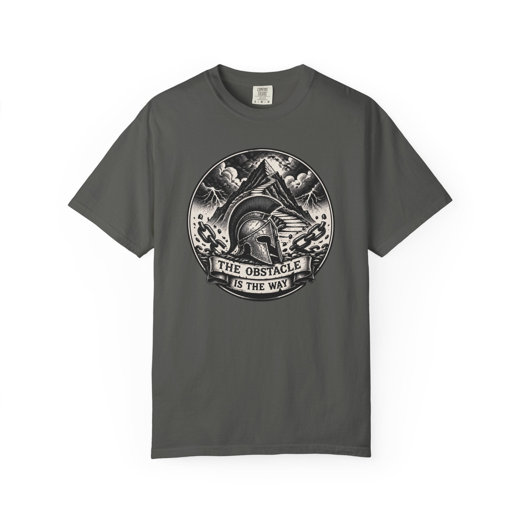 Spartan Helmet T‑Shirt — "The Obstacle Is The Way" Motivational Tee