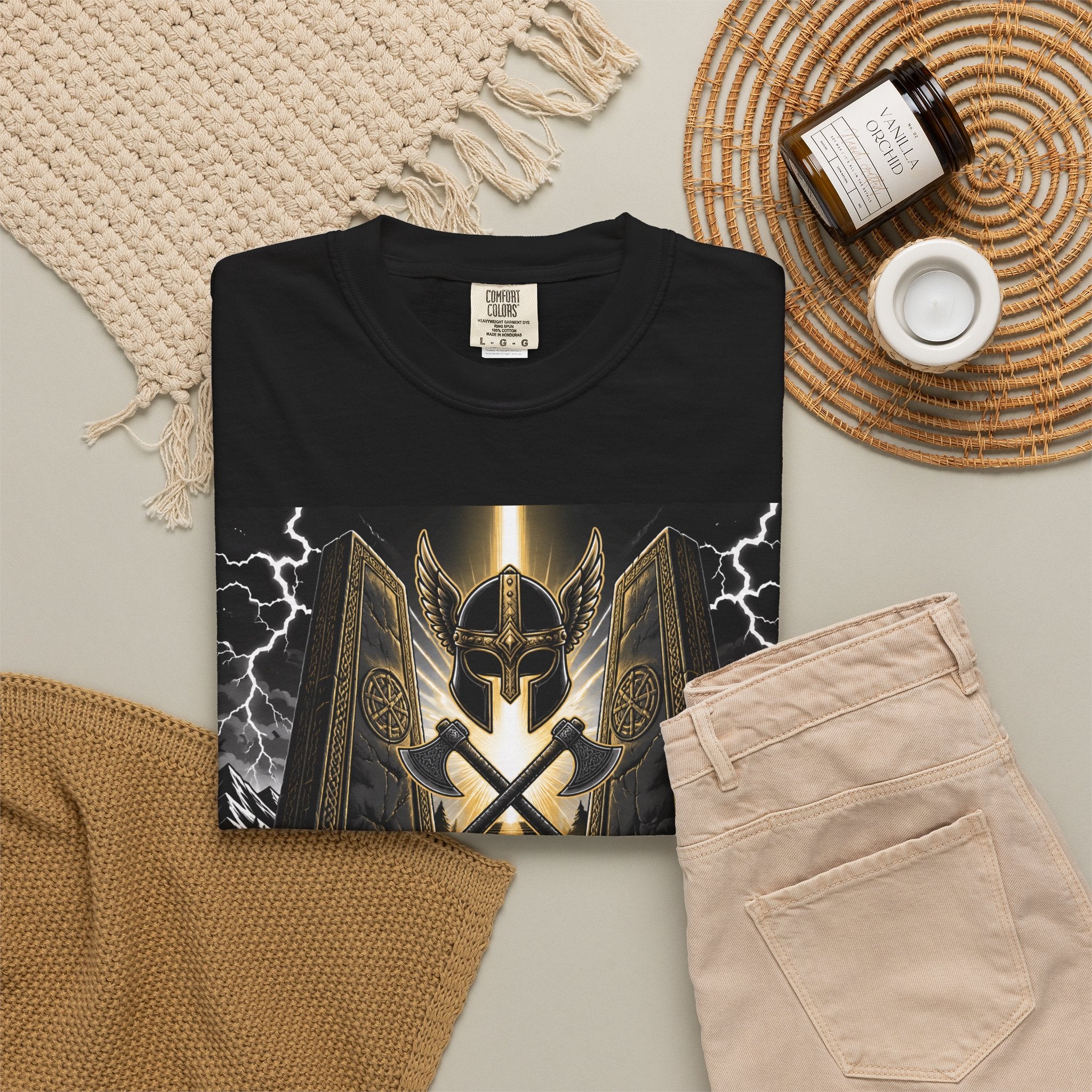 Valhalla Shield T-Shirt — Viking Warrior Norse Mythology Tee