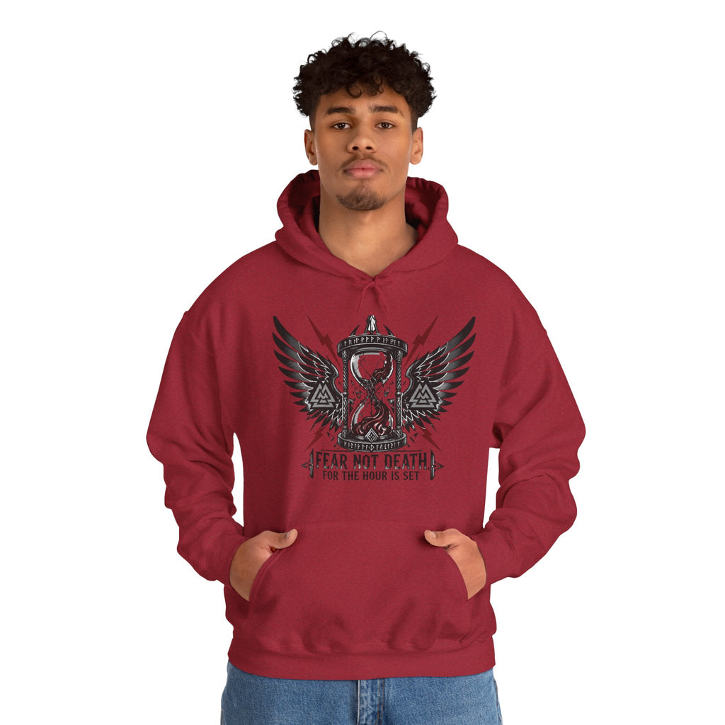 Fear Not Death Hourglass Wings Hoodie — Gothic Inspirational Pullover