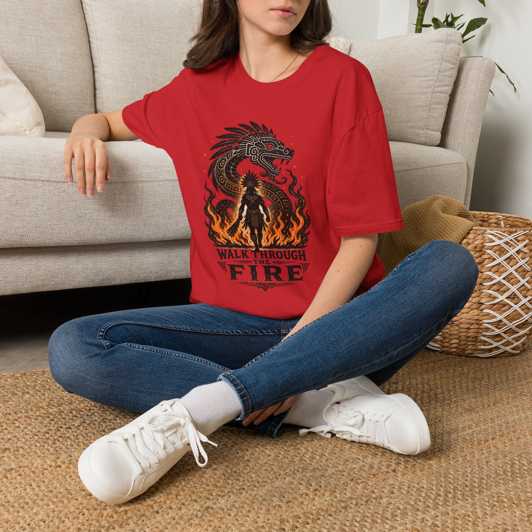 T-Shirt — 'Walk Through Fire' Dragon Flames Graphic Tee