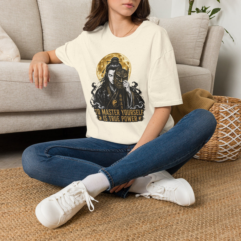 Samurai Mask T-Shirt – "To Master Yourself Is True Power" Graphic Tee