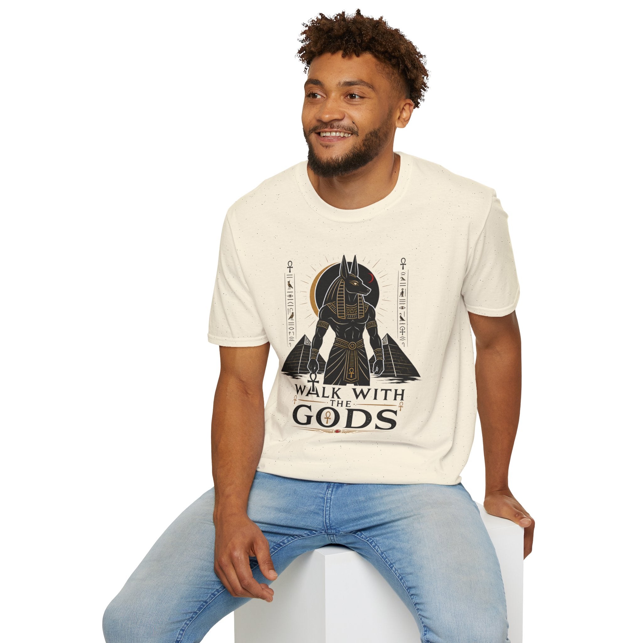 Anubis 'Walk With Gods' T-Shirt — Egyptian Mythology Graphic Tee
