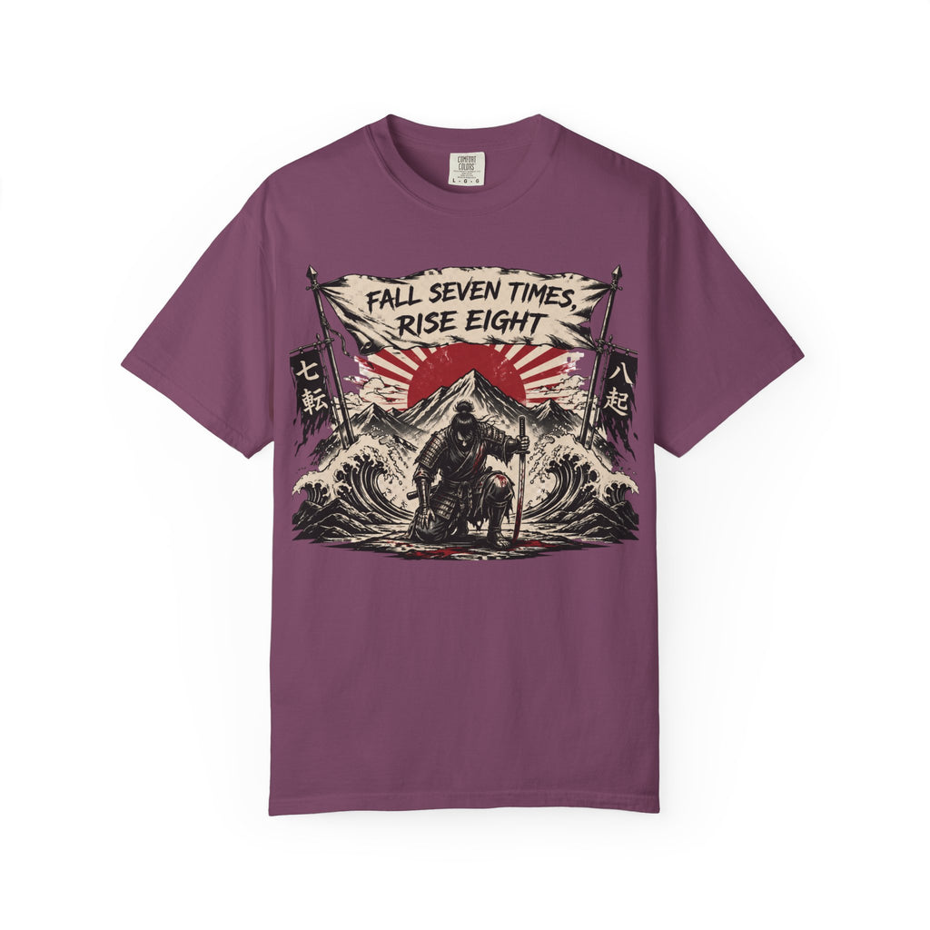 T-Shirt — "Fall Seven Times, Rise Eight" Samurai Graphic Tee