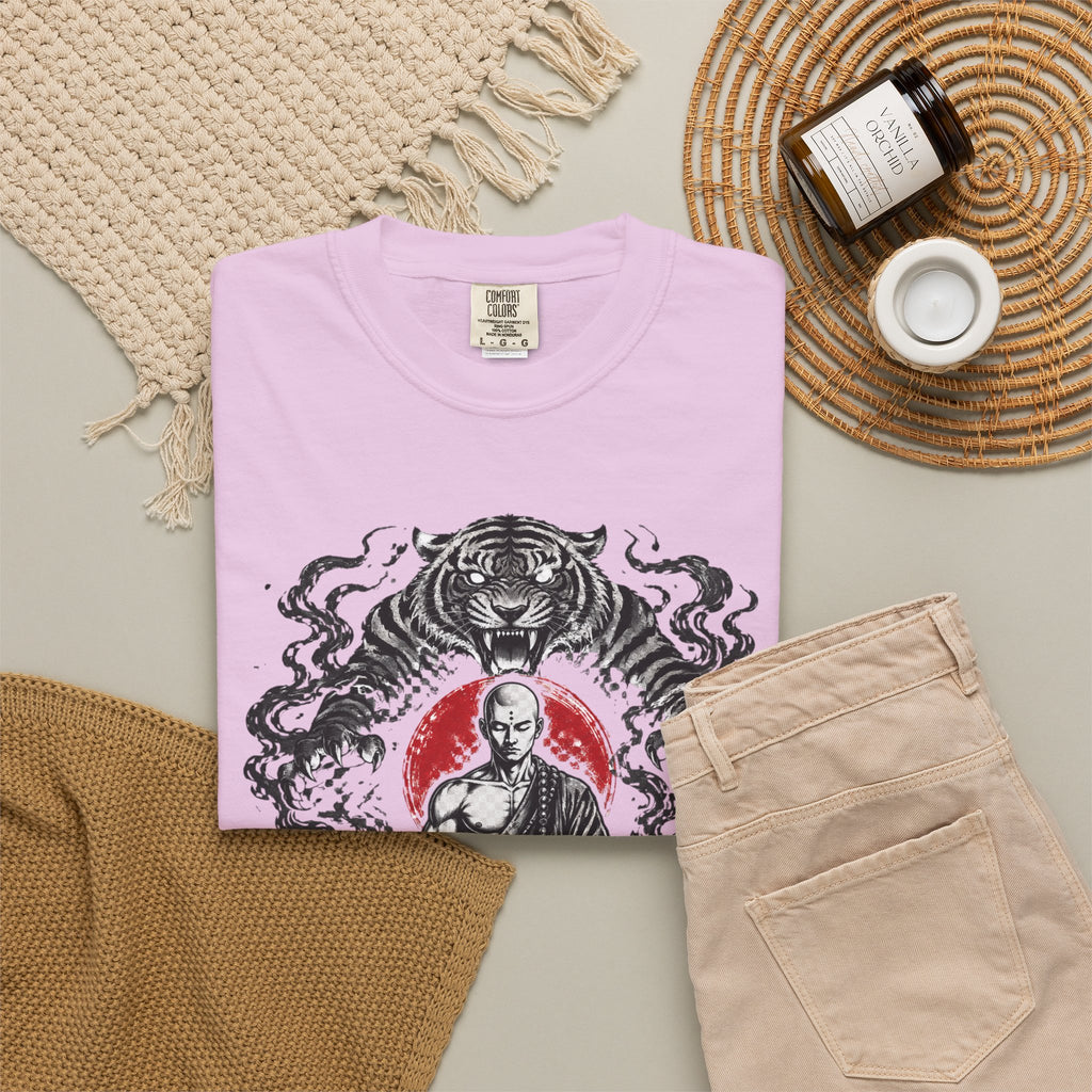 Meditation Tiger T-Shirt — "He Who Masters Himself is Strong" Zen Graphic Tee