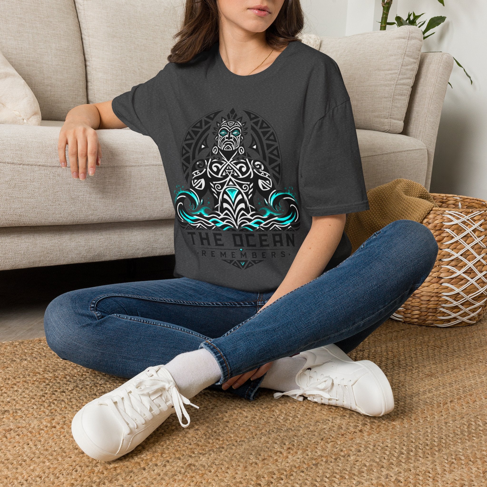T-Shirt — The Ocean Remembers Tribal Wave Graphic