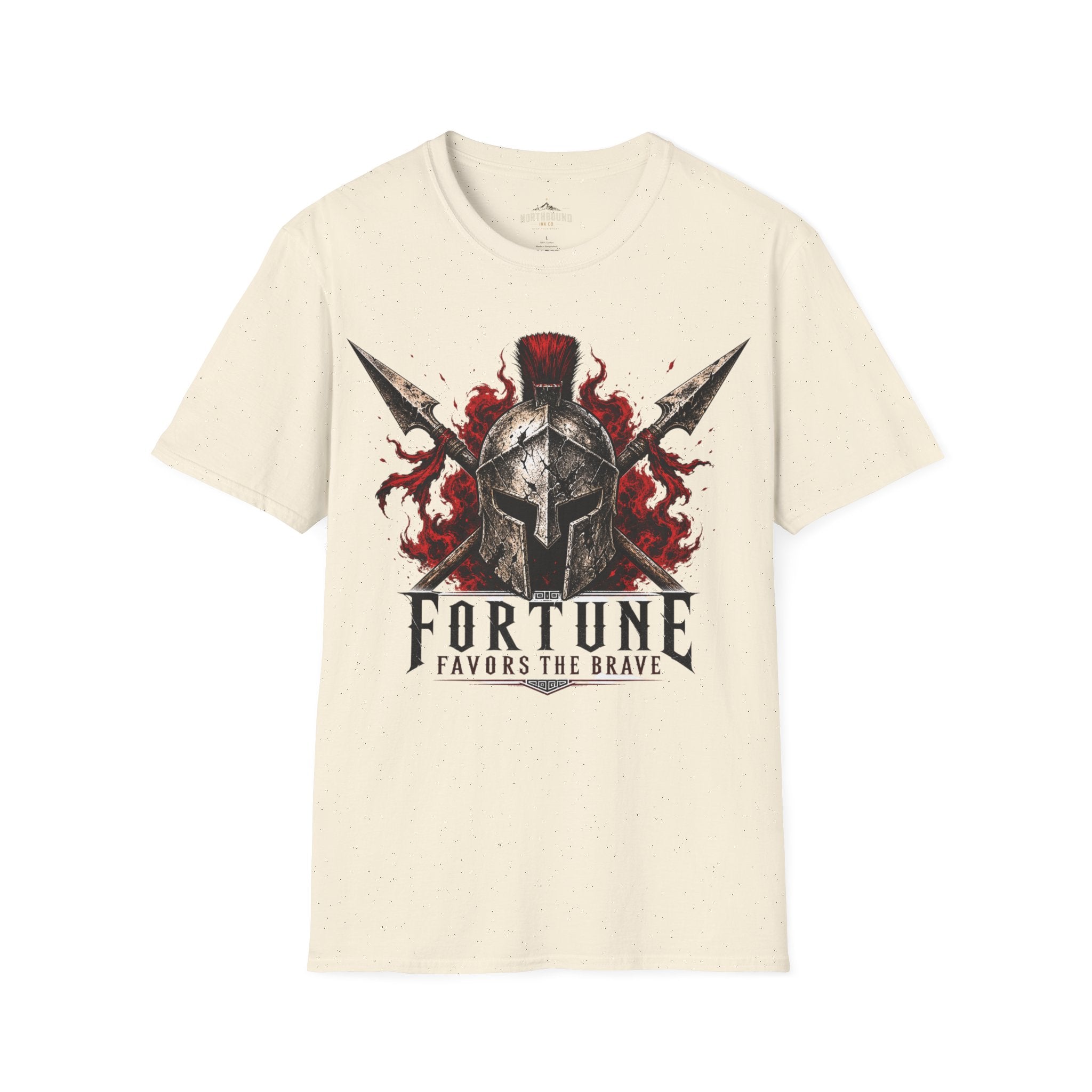 Warrior Helmet T-Shirt — "Fortune Favors the Brave" Spartan Helmet Graphic Tee