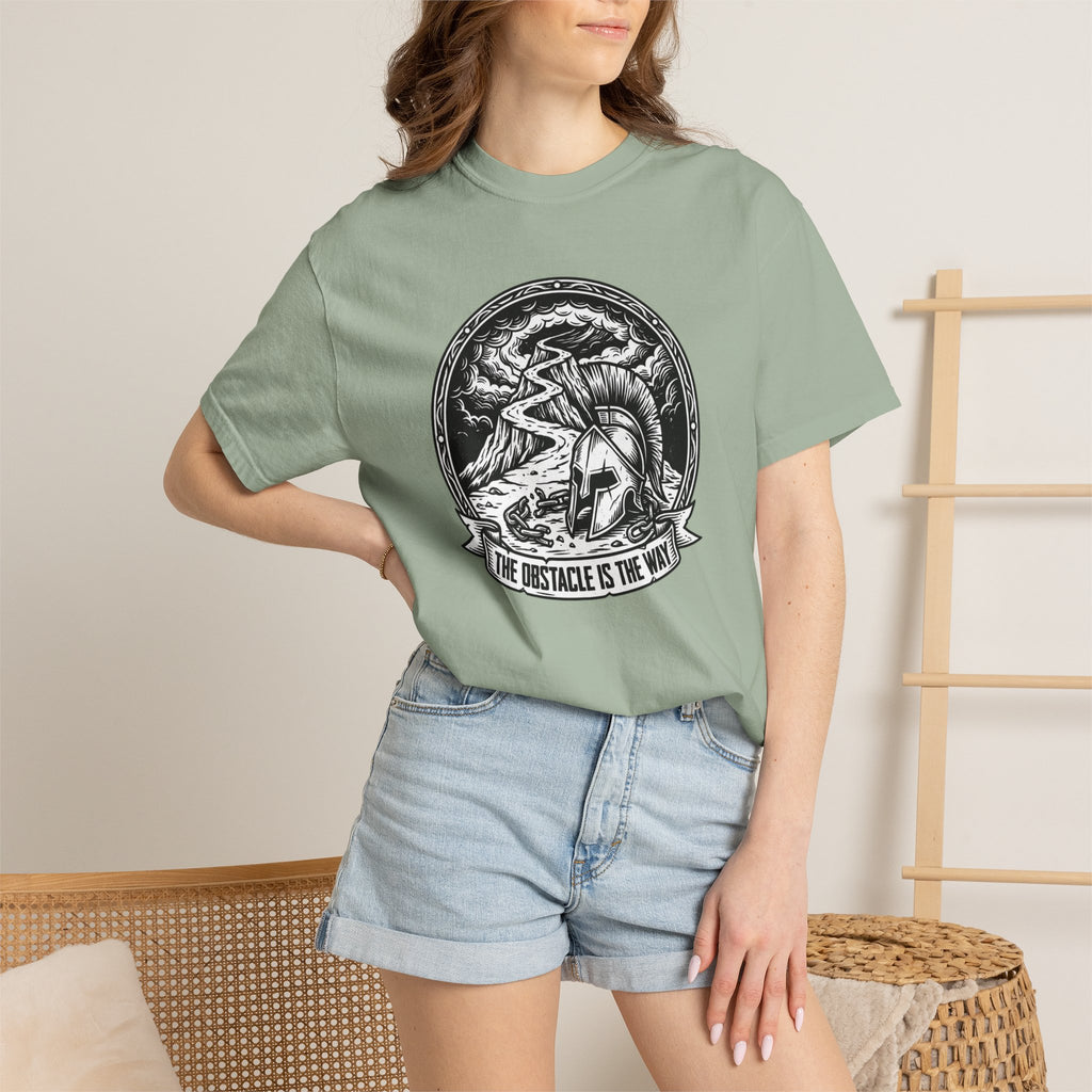 T-Shirt — 'The Obstacle Is The Way' Spartan Helmet Graphic Tee