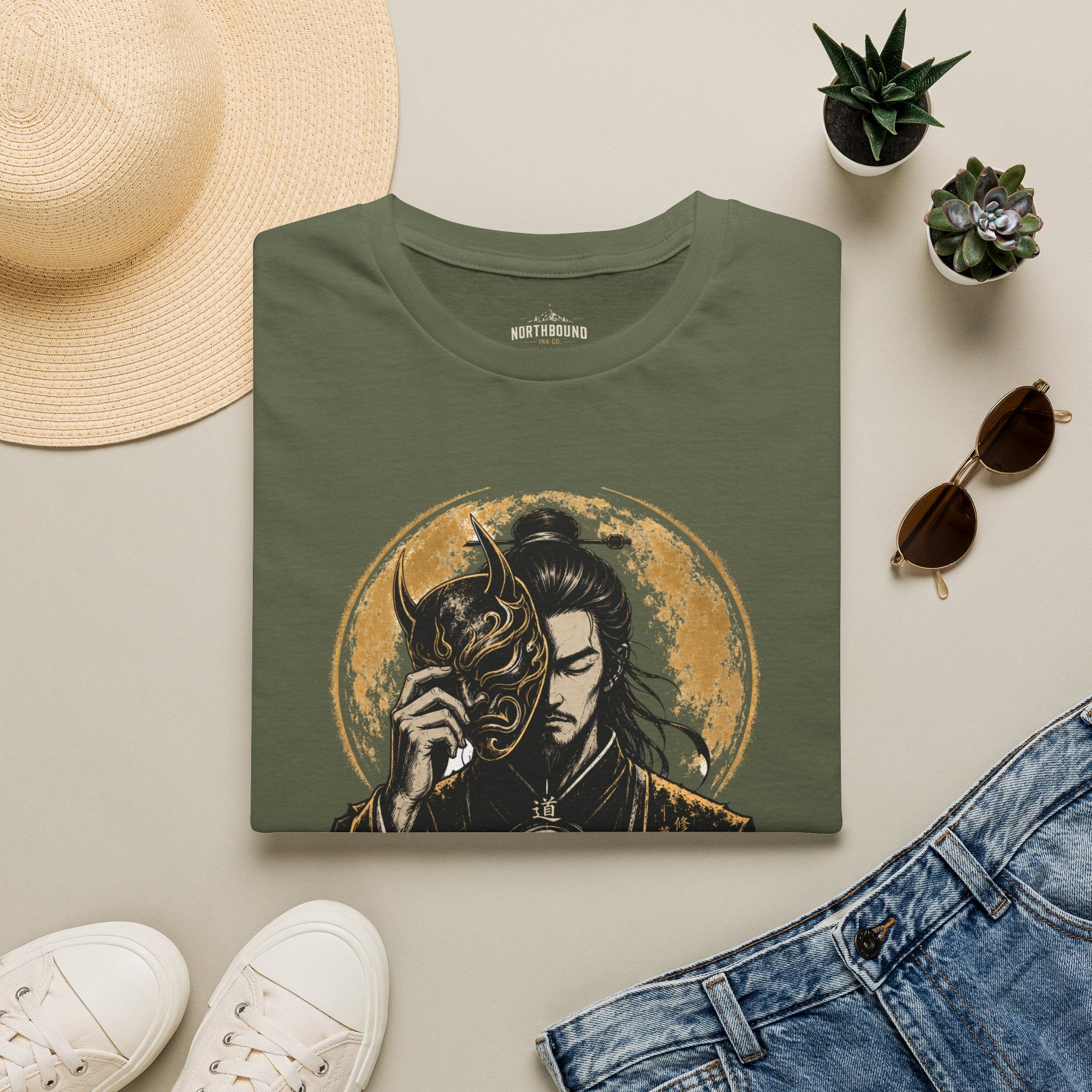 Samurai Mask Tee — "To Master Yourself Is Power" Graphic T-Shirt