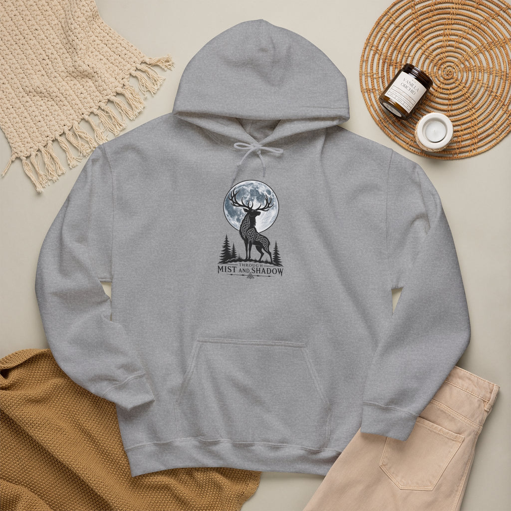 Hoodie – 'Mist and Shadow' Elk Moon Graphic Hooded Sweatshirt