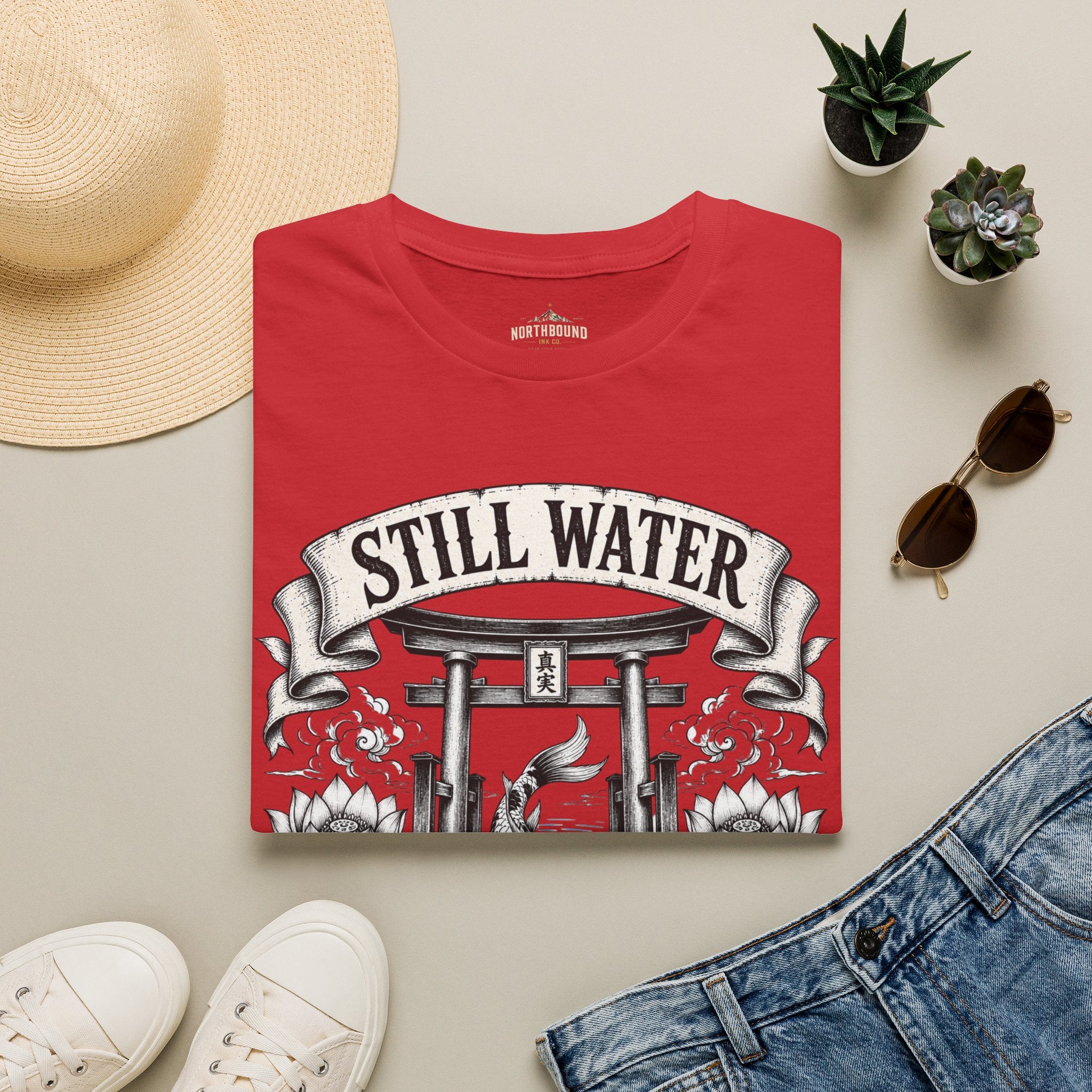 Still Water T-Shirt — Tranquil Koi & Torii Graphic Tee