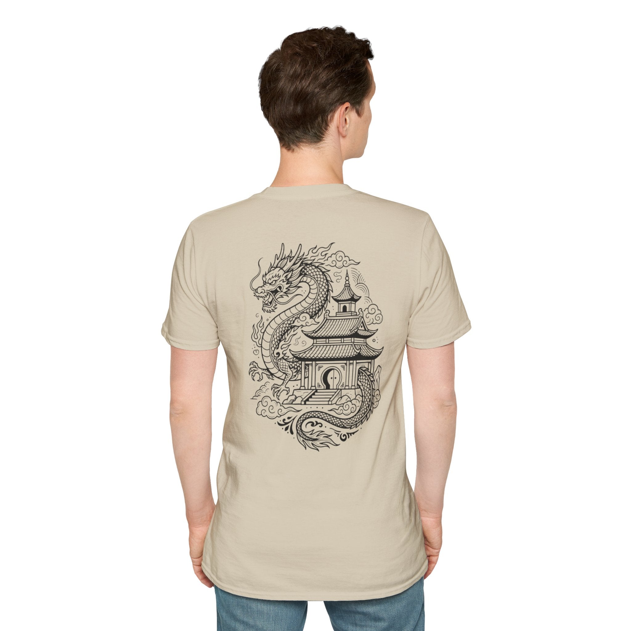 Dragon Crest Pocket T-Shirt — Small Intricate Dragon Chest Graphic