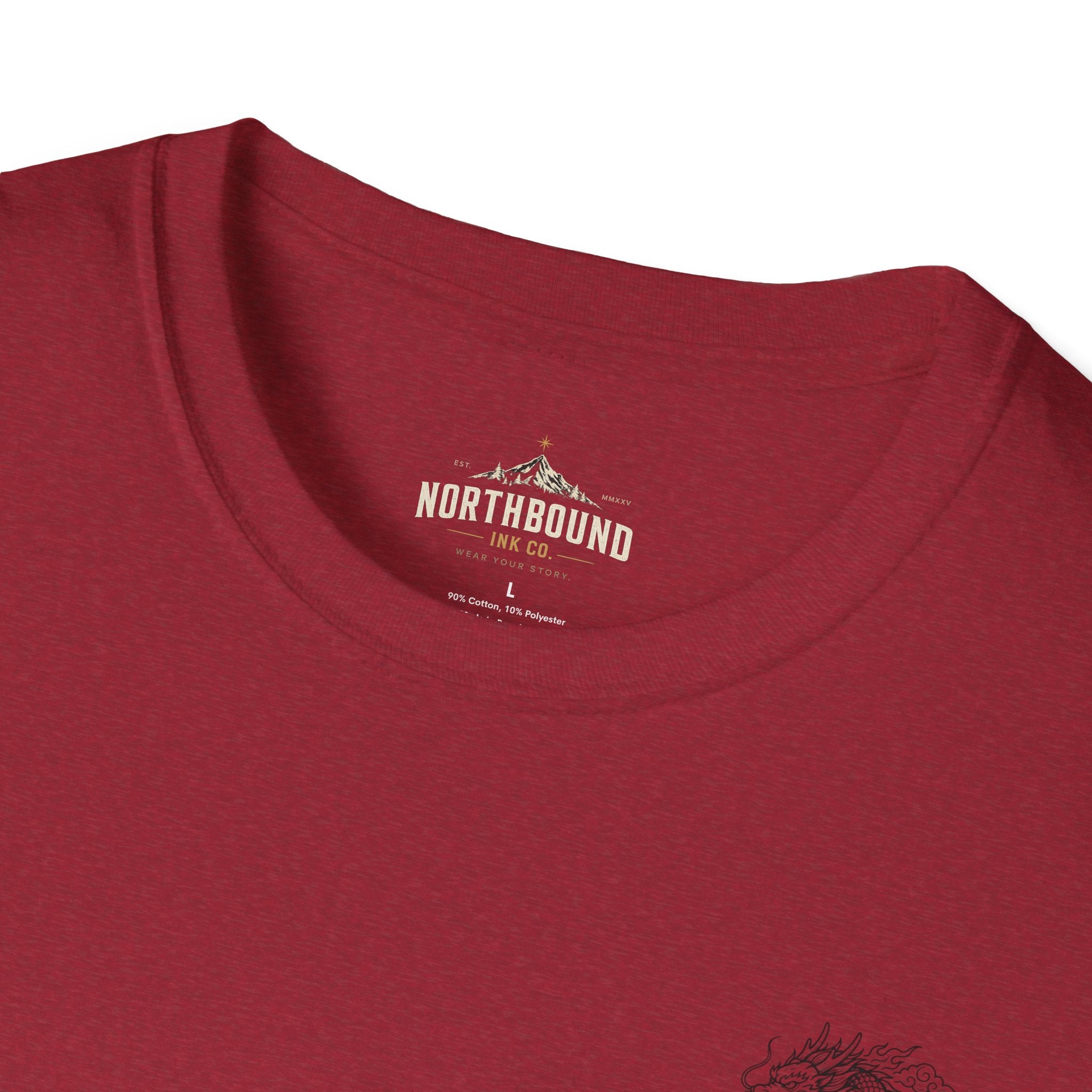 Dragon Crest Pocket T-Shirt — Small Intricate Dragon Chest Graphic