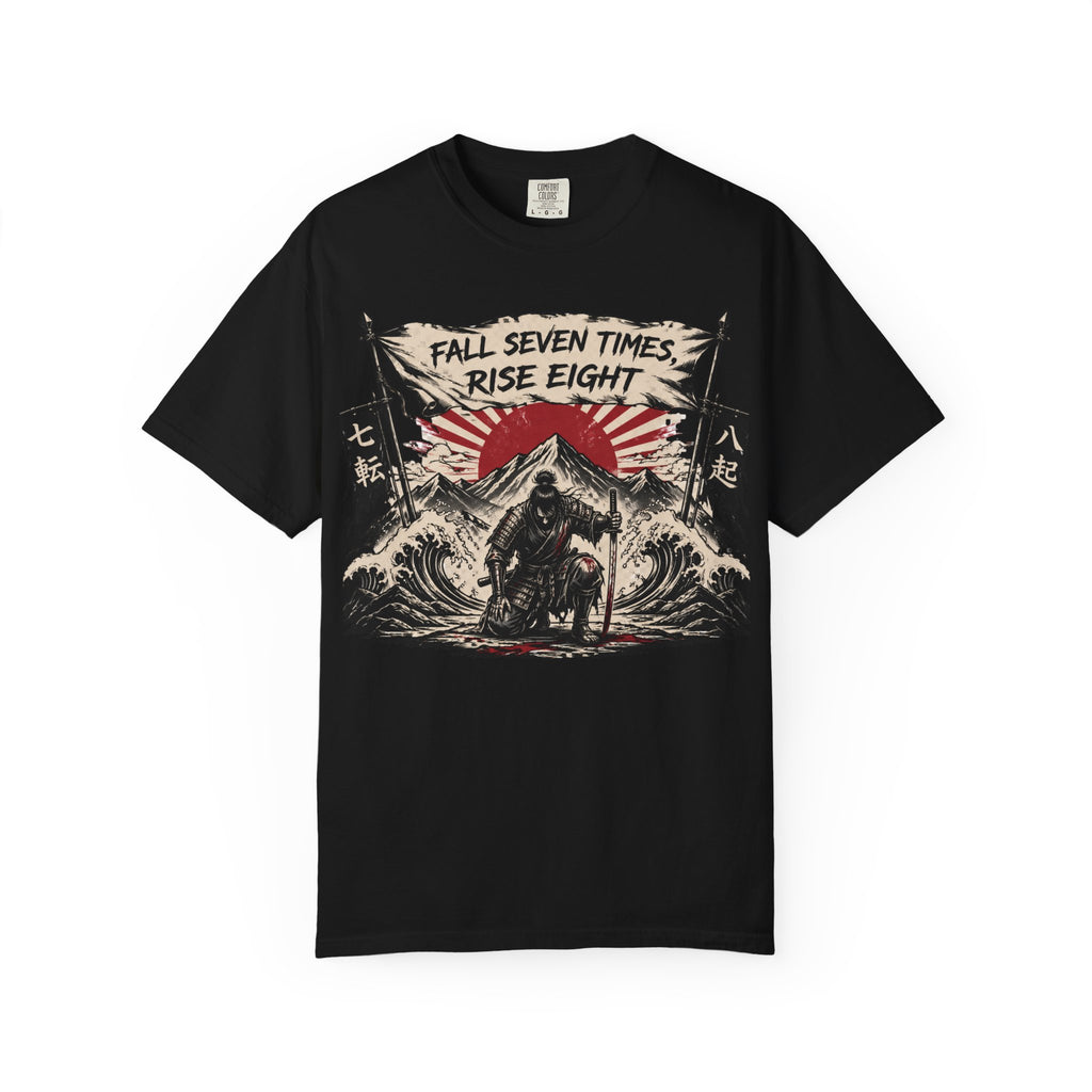 T-Shirt — "Fall Seven Times, Rise Eight" Samurai Graphic Tee
