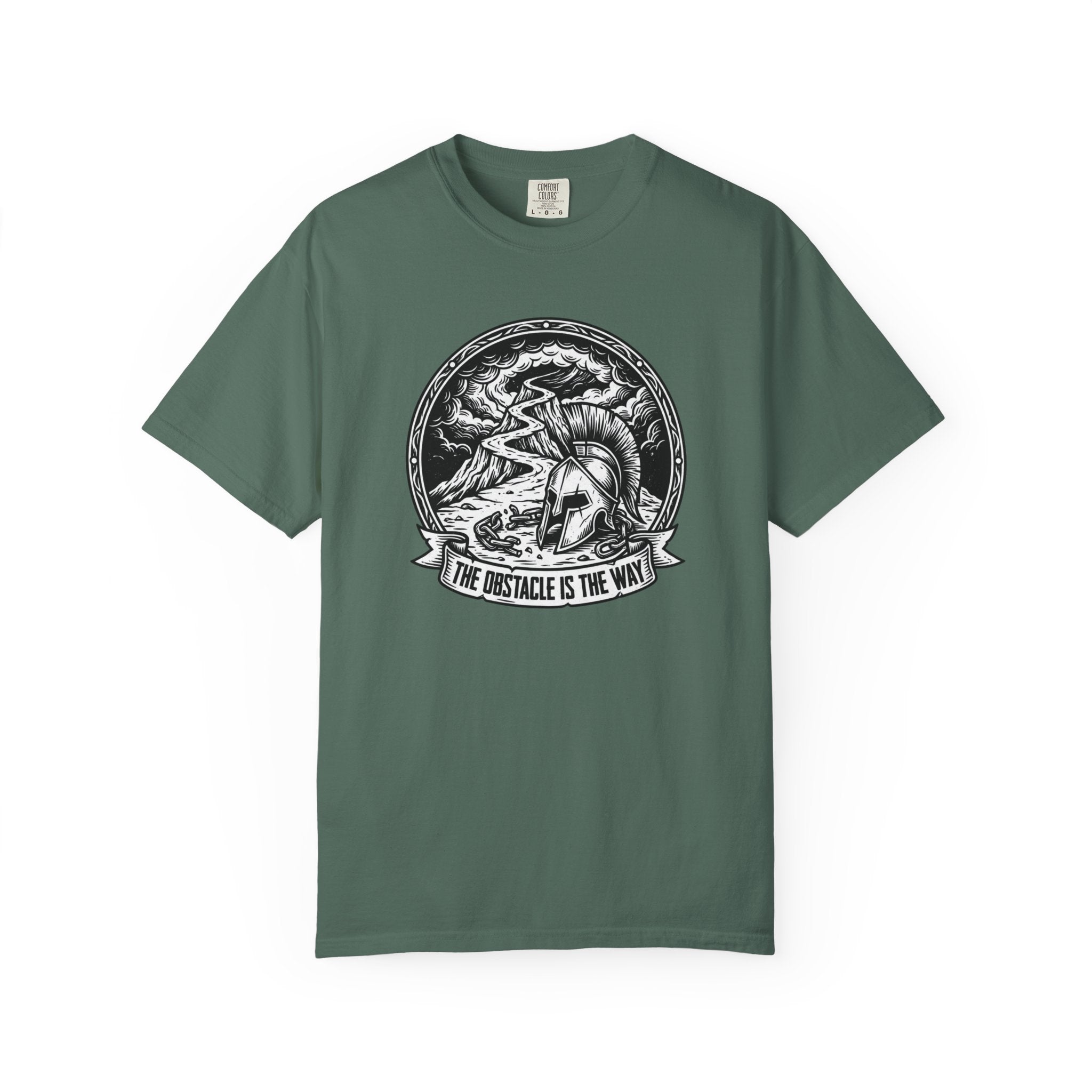 T-Shirt — 'The Obstacle Is The Way' Spartan Helmet Graphic Tee