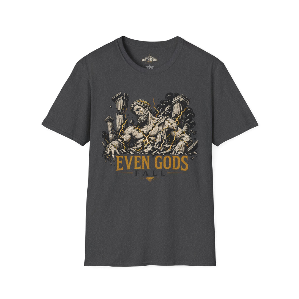Graphic Tee — "Even Gods Fall" Statue Collapse T-Shirt