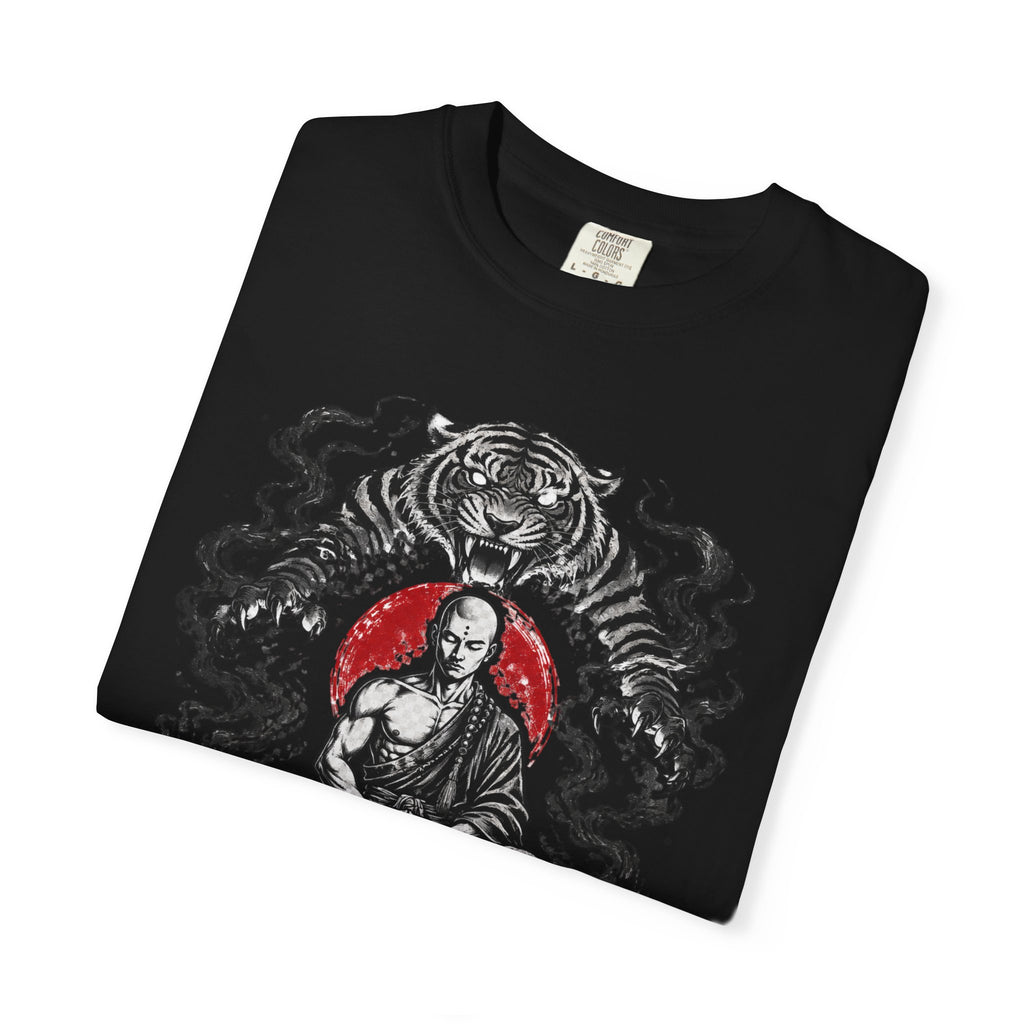 Meditation Tiger T-Shirt — "He Who Masters Himself is Strong" Zen Graphic Tee