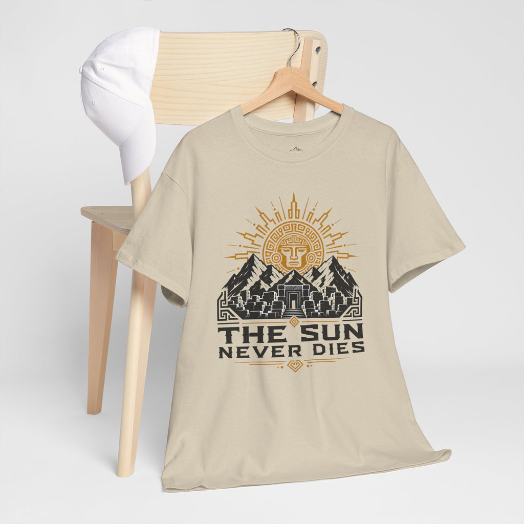 Sun Never Dies T-Shirt — Retro Mountain Adventure Tee