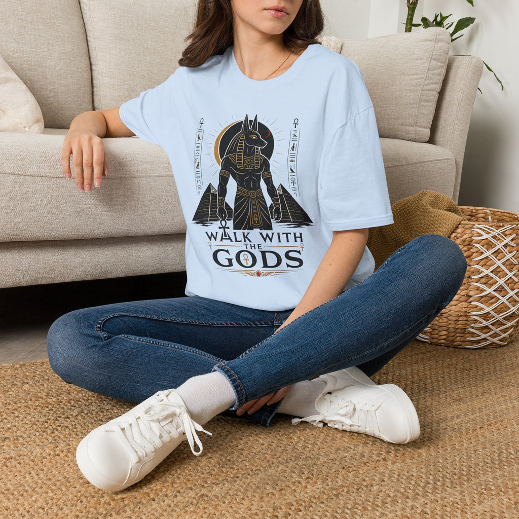 Anubis 'Walk With Gods' T-Shirt — Egyptian Mythology Graphic Tee