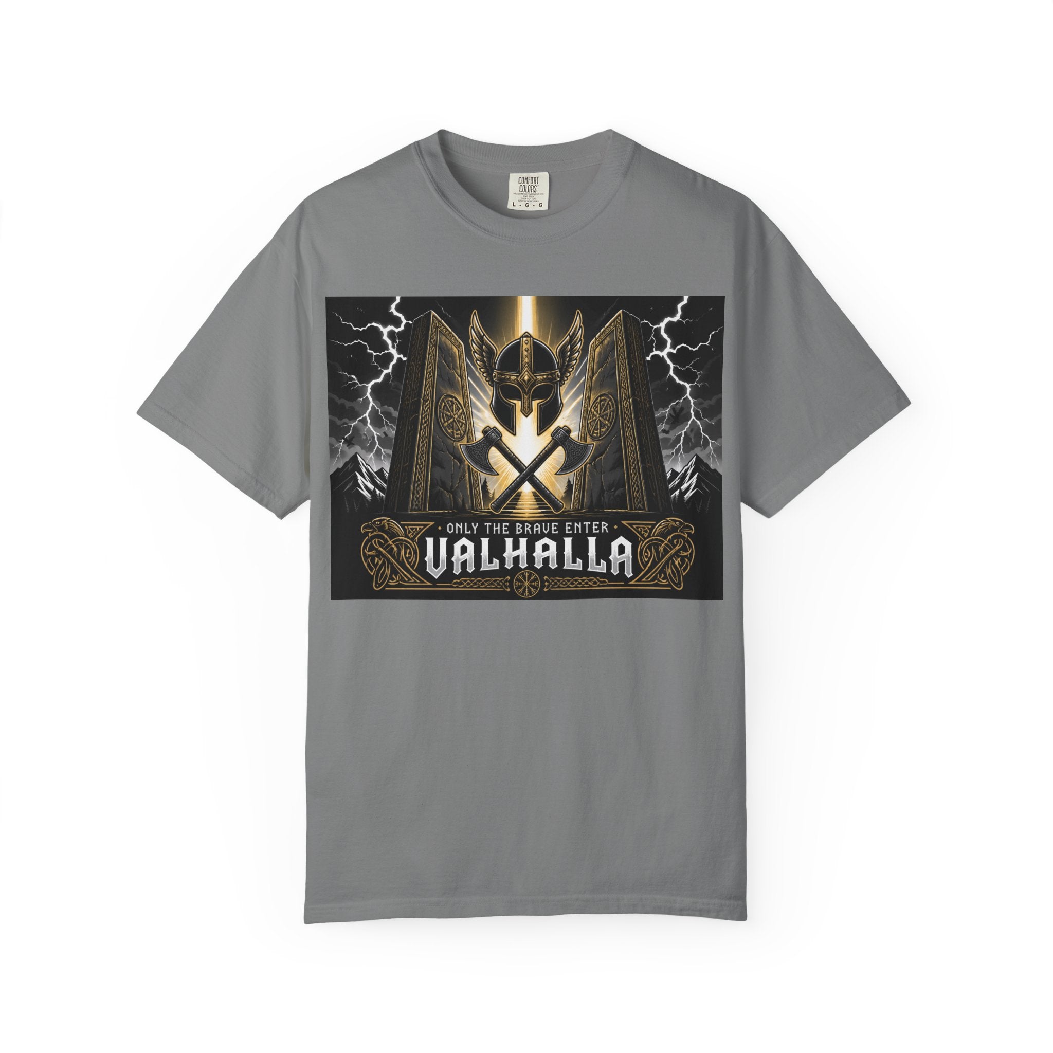 Valhalla Shield T-Shirt — Viking Warrior Norse Mythology Tee