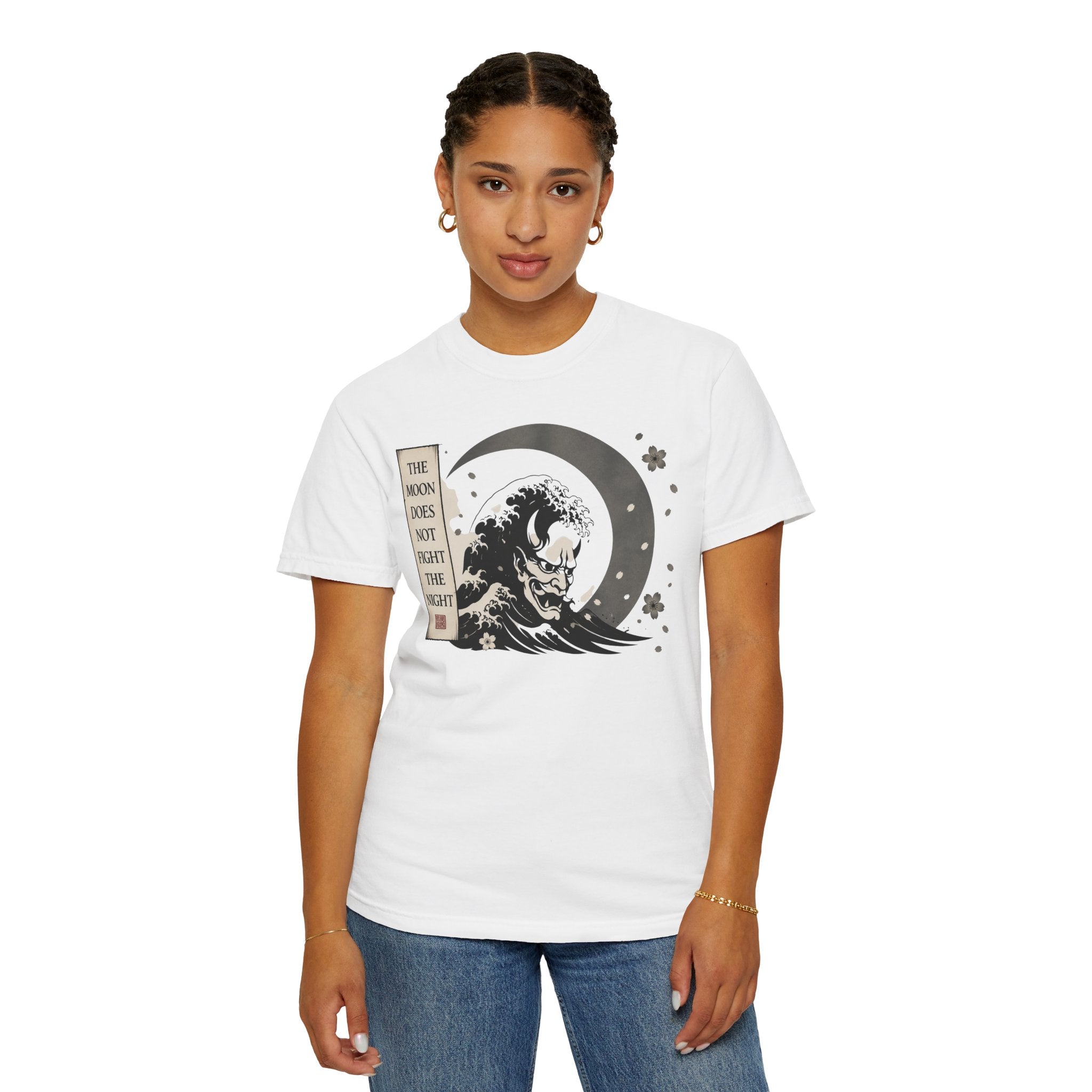 Moon Does Not Frighten Night T-Shirt — Japanese Wave Demon Graphic Tee