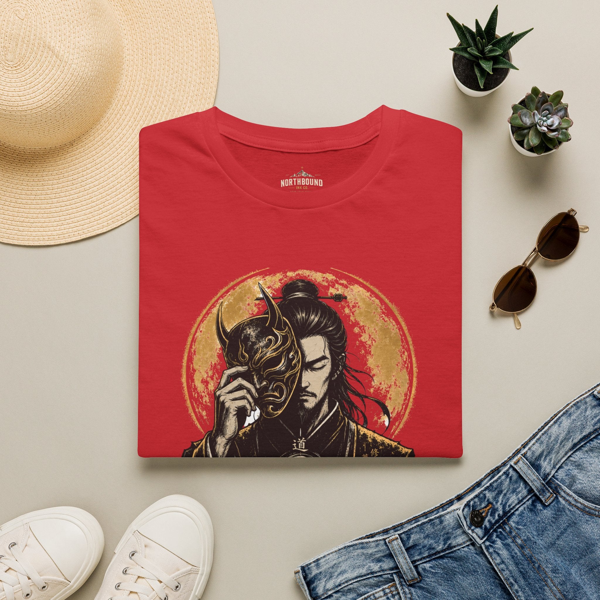Samurai Mask Tee — "To Master Yourself Is Power" Graphic T-Shirt