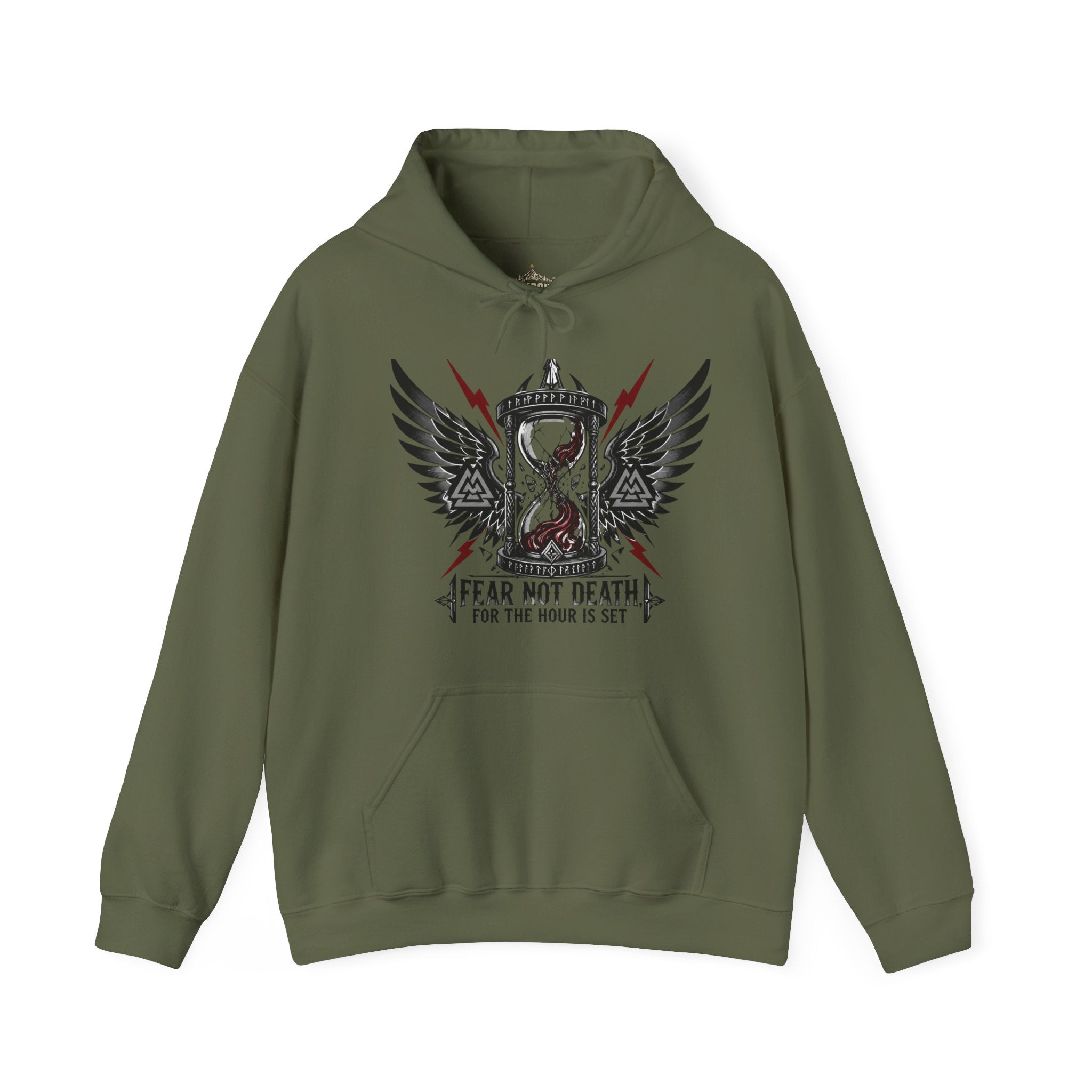 Fear Not Death Hourglass Wings Hoodie — Gothic Inspirational Pullover