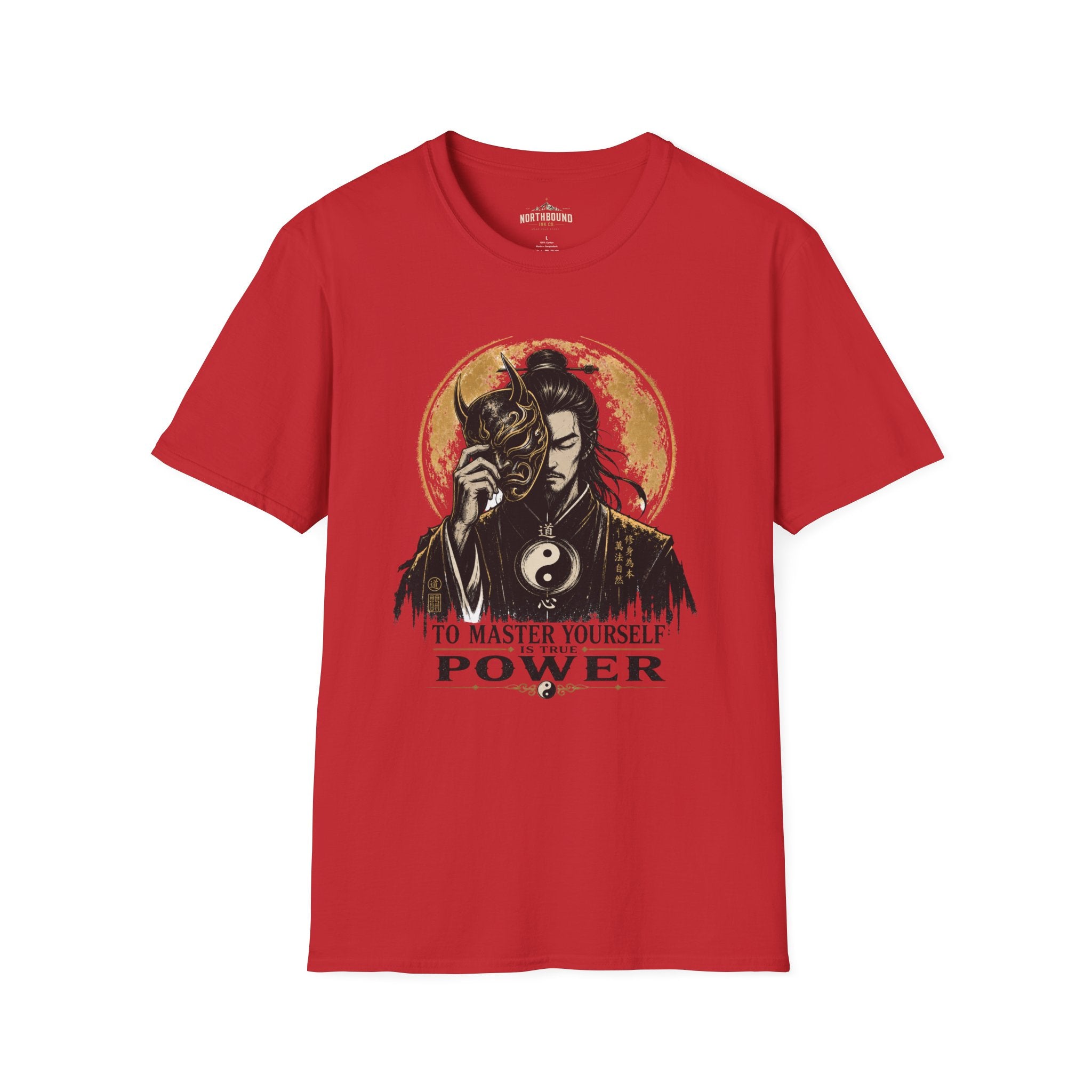 Samurai Mask Tee — "To Master Yourself Is Power" Graphic T-Shirt