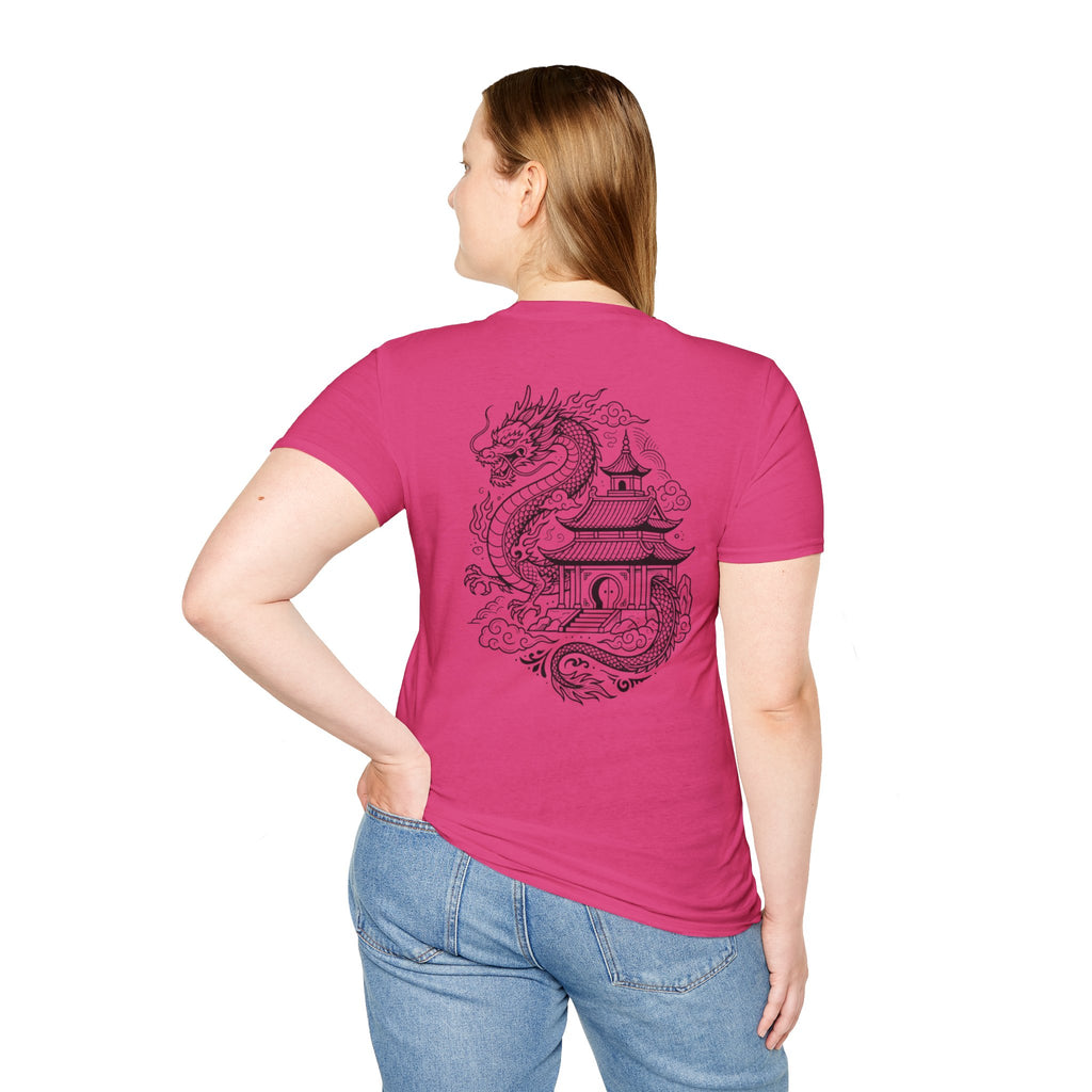 Dragon Crest Pocket T-Shirt — Small Intricate Dragon Chest Graphic