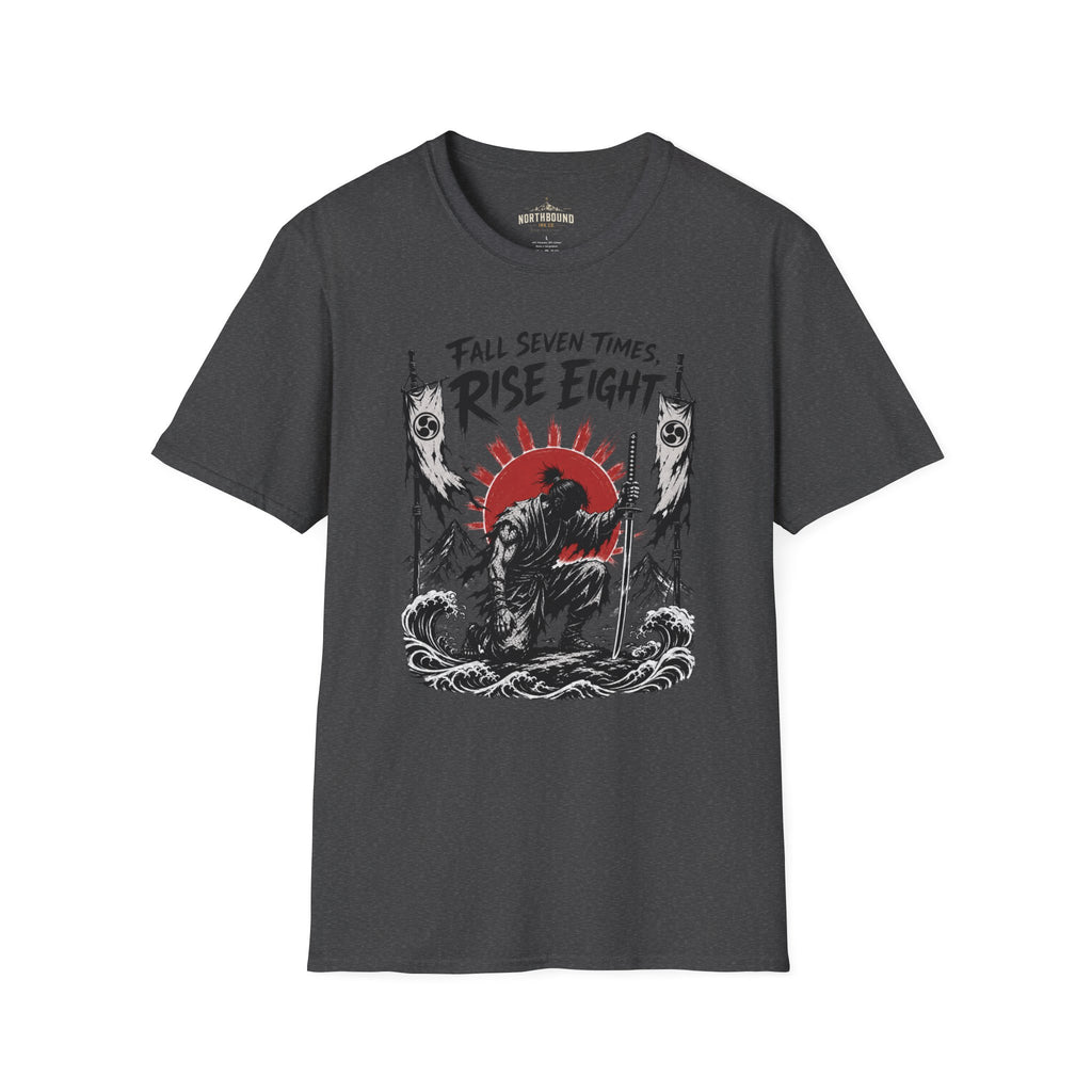 Rise Eight T-Shirt — Fall Seven Times Inspirational Samurai Graphic Tee