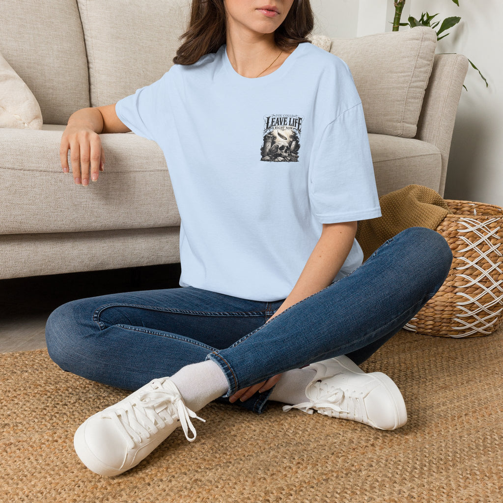 Skull & Mountains T-Shirt — "Leave Life" Adventure Graphic Tee