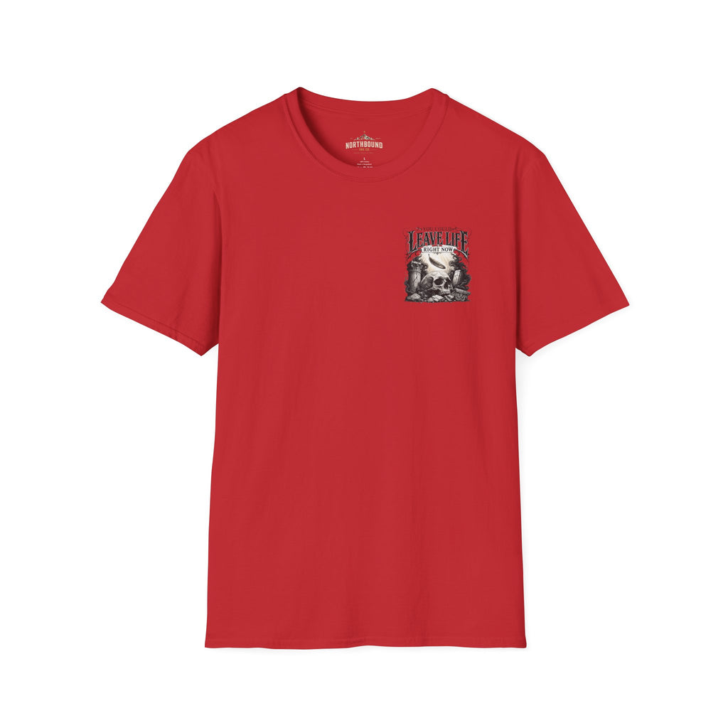 Skull & Mountains T-Shirt — "Leave Life" Adventure Graphic Tee