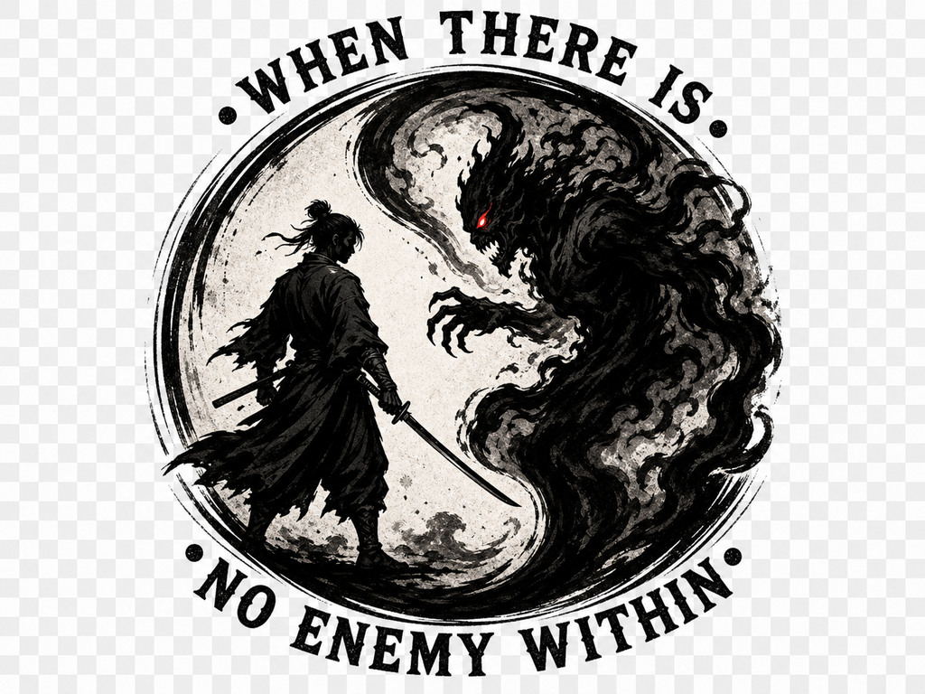 Warrior Yin Yang T-Shirt — "When There Is No Enemy Within" Inspirational Graphic Tee