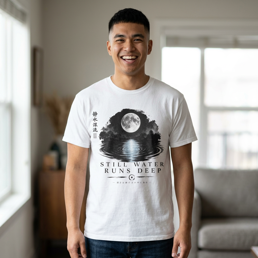 Still Water Runs Deep T-Shirt — Moonlit Lake Graphic Tee