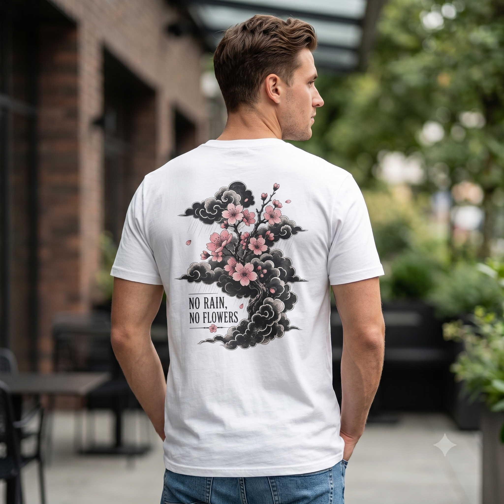 Floral Pocket Cat T‑Shirt — Petite Cherry Blossom Kitten Graphic
