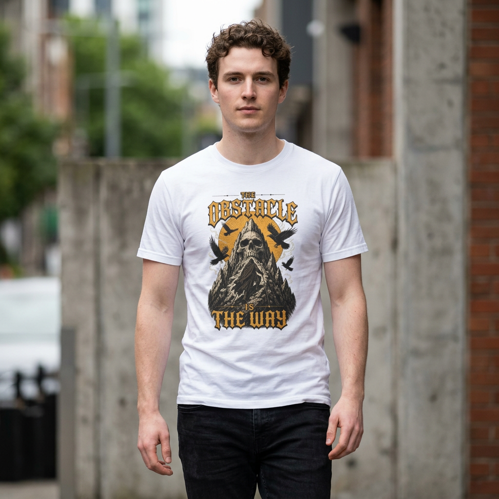 Skull & Crows Tee — "The Obstacle the Way" Vintage Rock T-Shirt