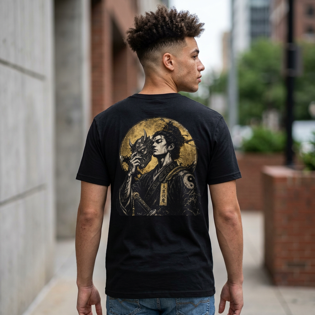 Samurai Portrait T-Shirt — Vintage Japanese Ink Art Tee