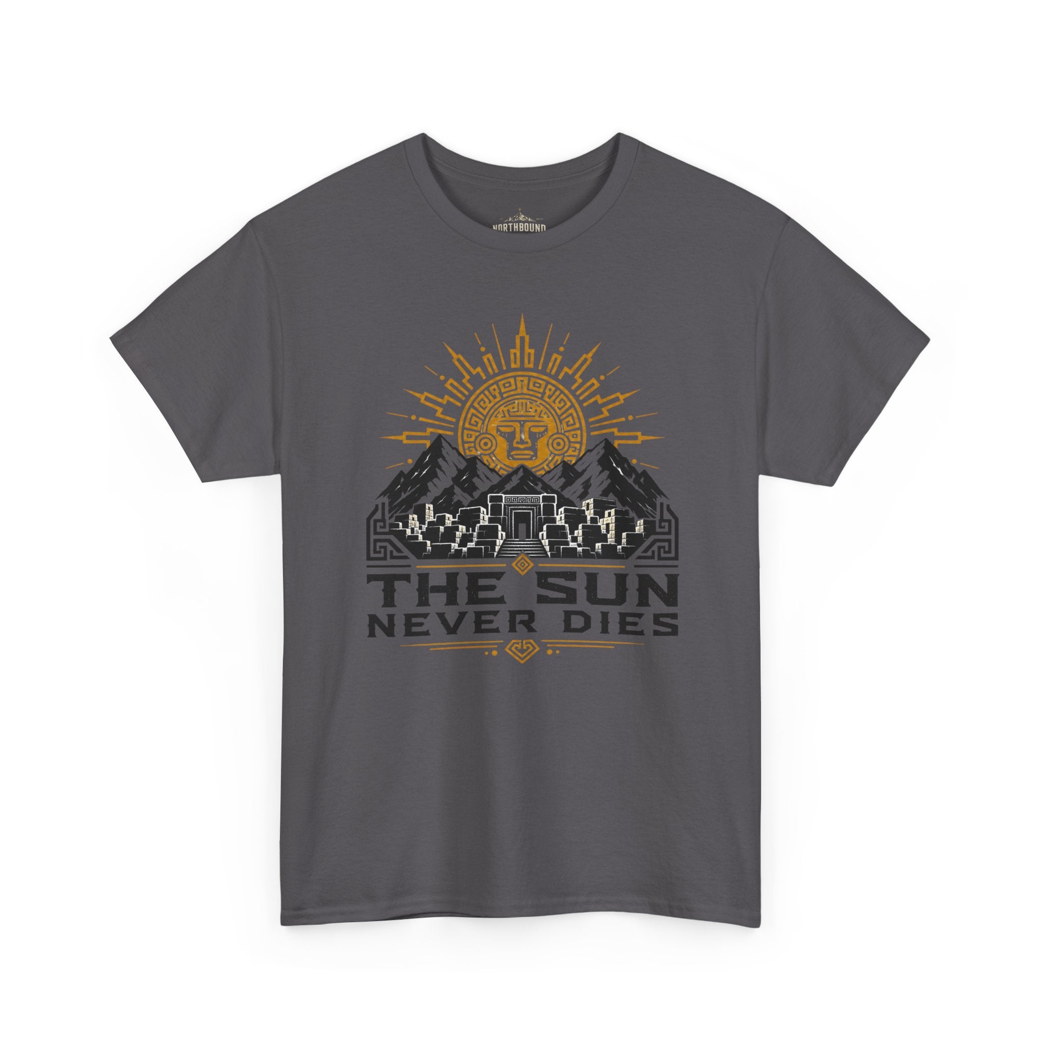 Sun Never Dies T-Shirt — Retro Mountain Adventure Tee