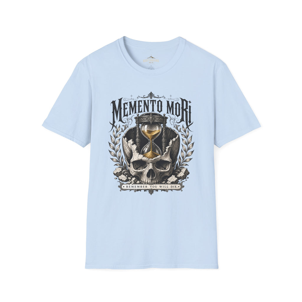 Memento Mori T-Shirt — Vintage Hourglass & Skull Death Awareness Tee