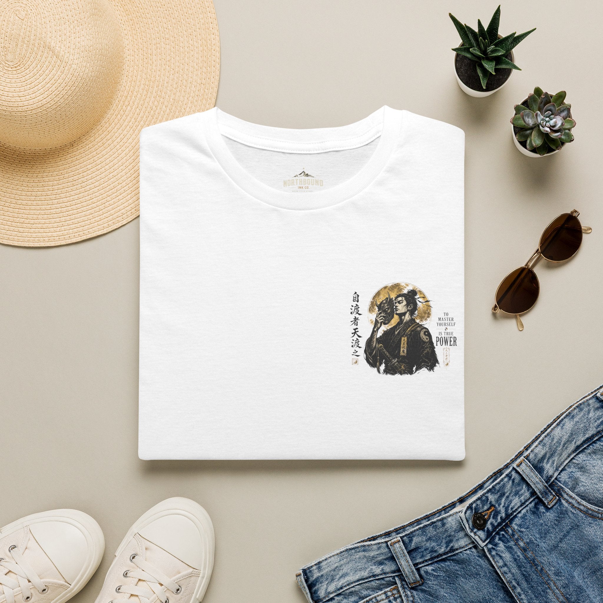 Samurai Portrait T-Shirt — Vintage Japanese Ink Art Tee