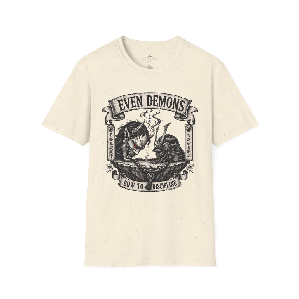 Even Demons T-Shirt — Gothic Samurai Cat Graphic Tee