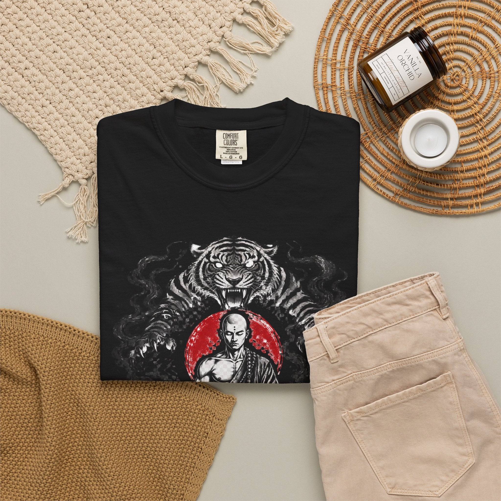 Meditation Tiger T-Shirt — "He Who Masters Himself is Strong" Zen Graphic Tee