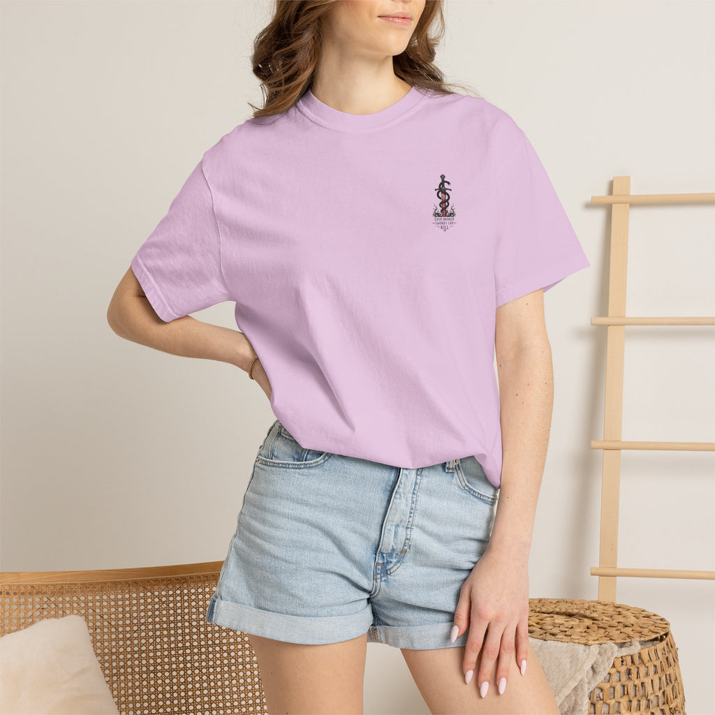 Graphic T-Shirt — 'Even Broken Swords Can Kill' Snake & Sword Back Print