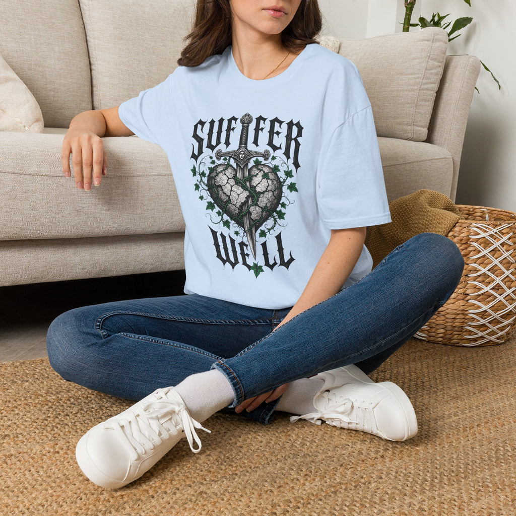 Suffer Well T-Shirt — Gothic Heart Sword Graphic Tee