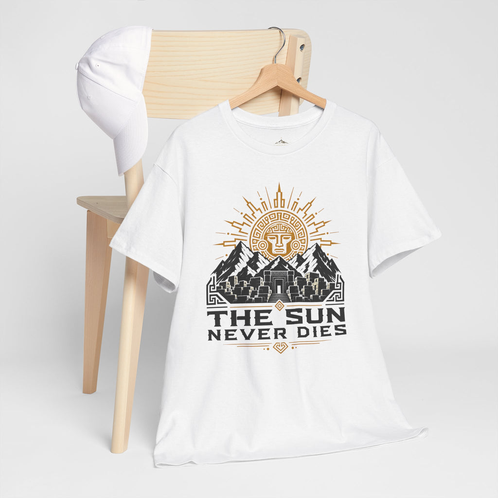 Sun Never Dies T-Shirt — Retro Mountain Adventure Tee