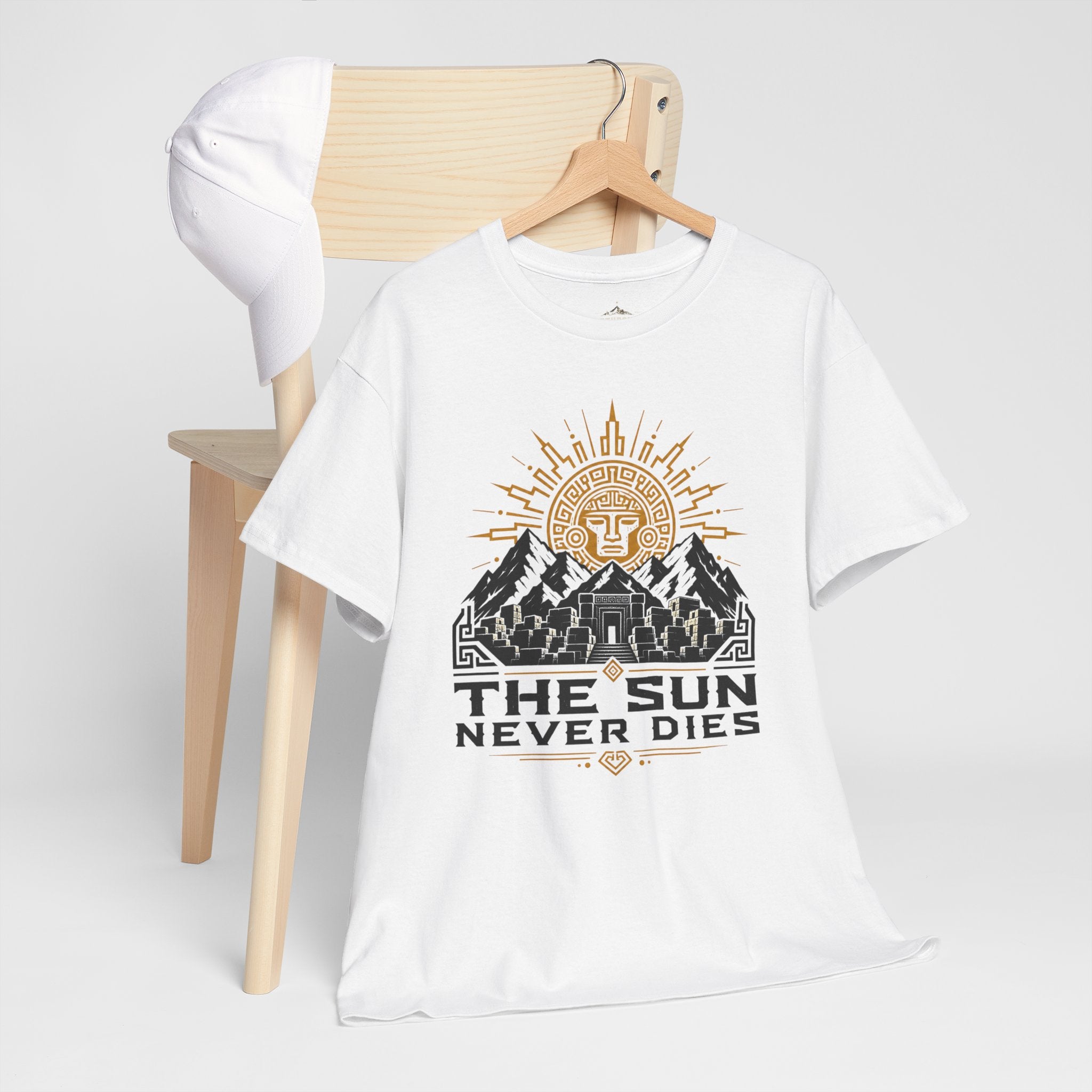 Sun Never Dies T-Shirt — Retro Mountain Adventure Tee