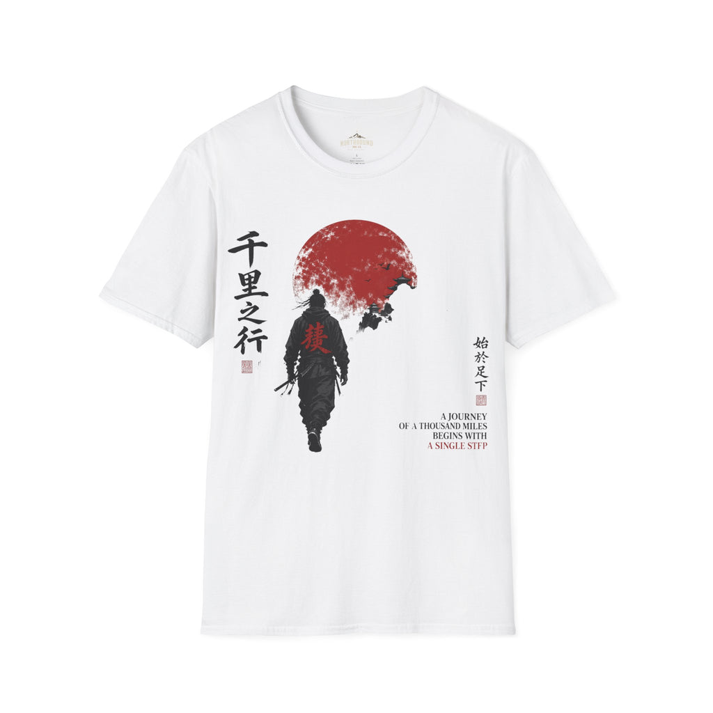 Samurai Walk T-Shirt — Red Sun Japanese Warrior Graphic