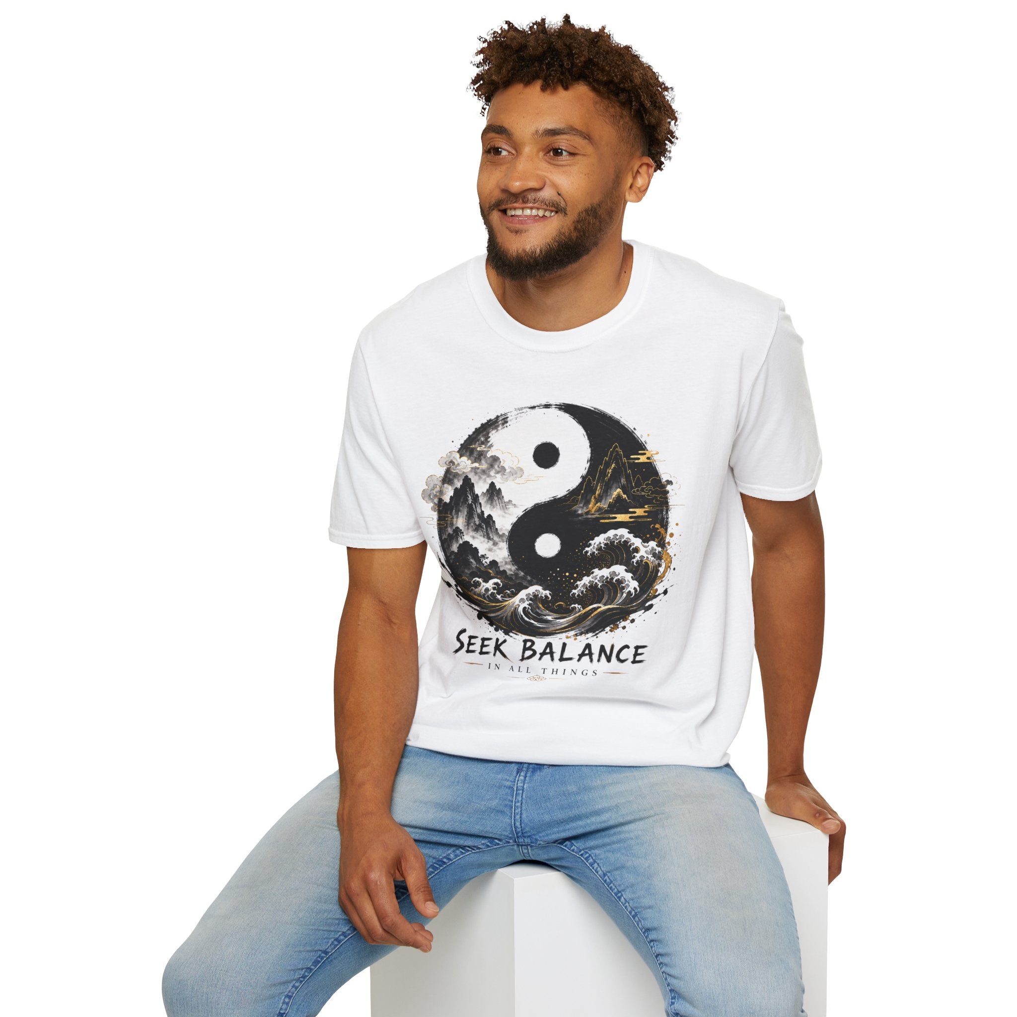 Yin Yang 'Seek Balance' Graphic T-Shirt