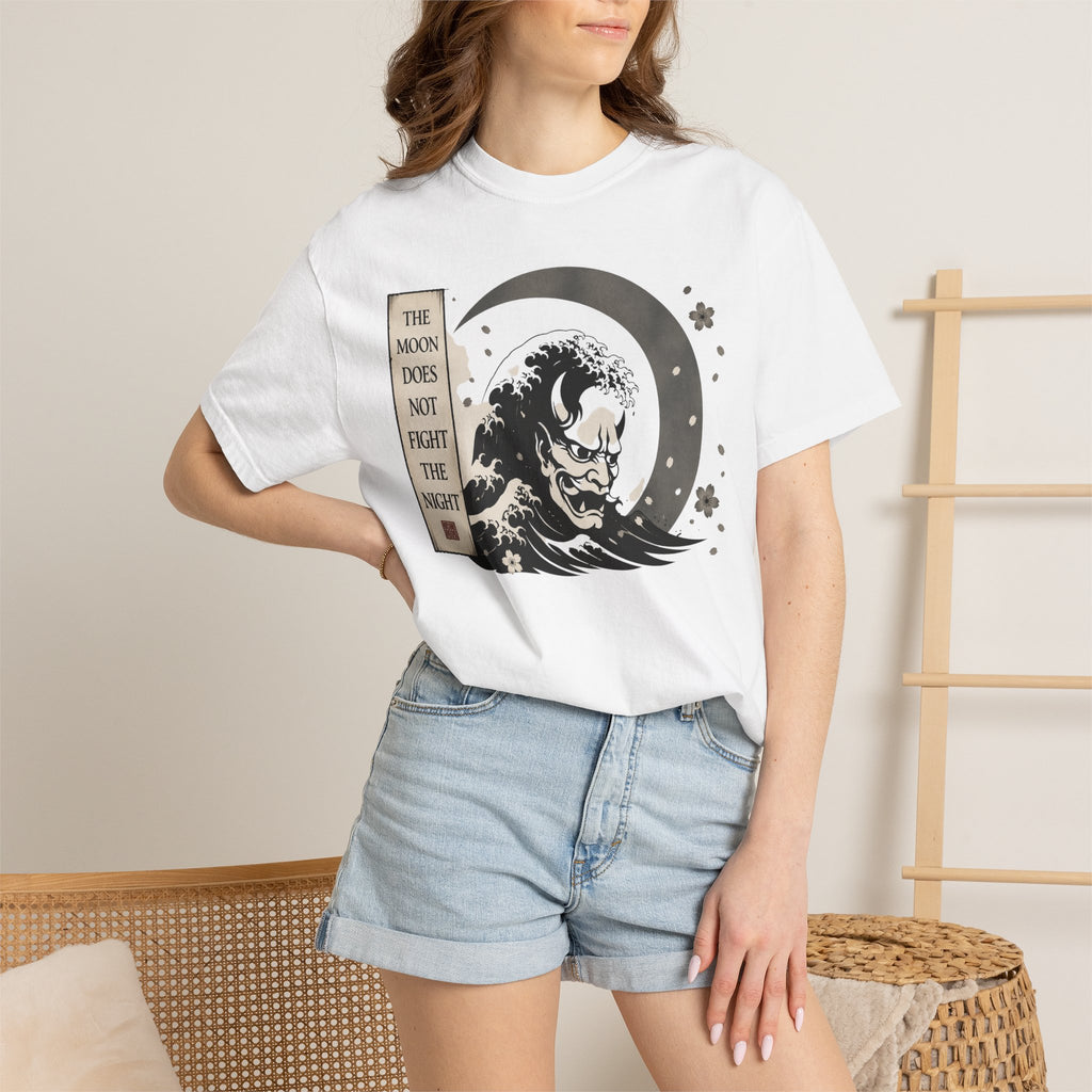 Moon Does Not Frighten Night T-Shirt — Japanese Wave Demon Graphic Tee