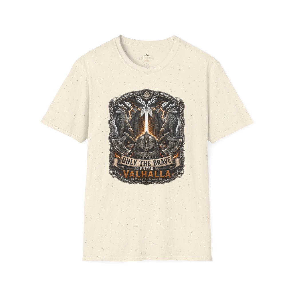 Valhalla T-Shirt — "Only The Brave" Viking Shield Tee
