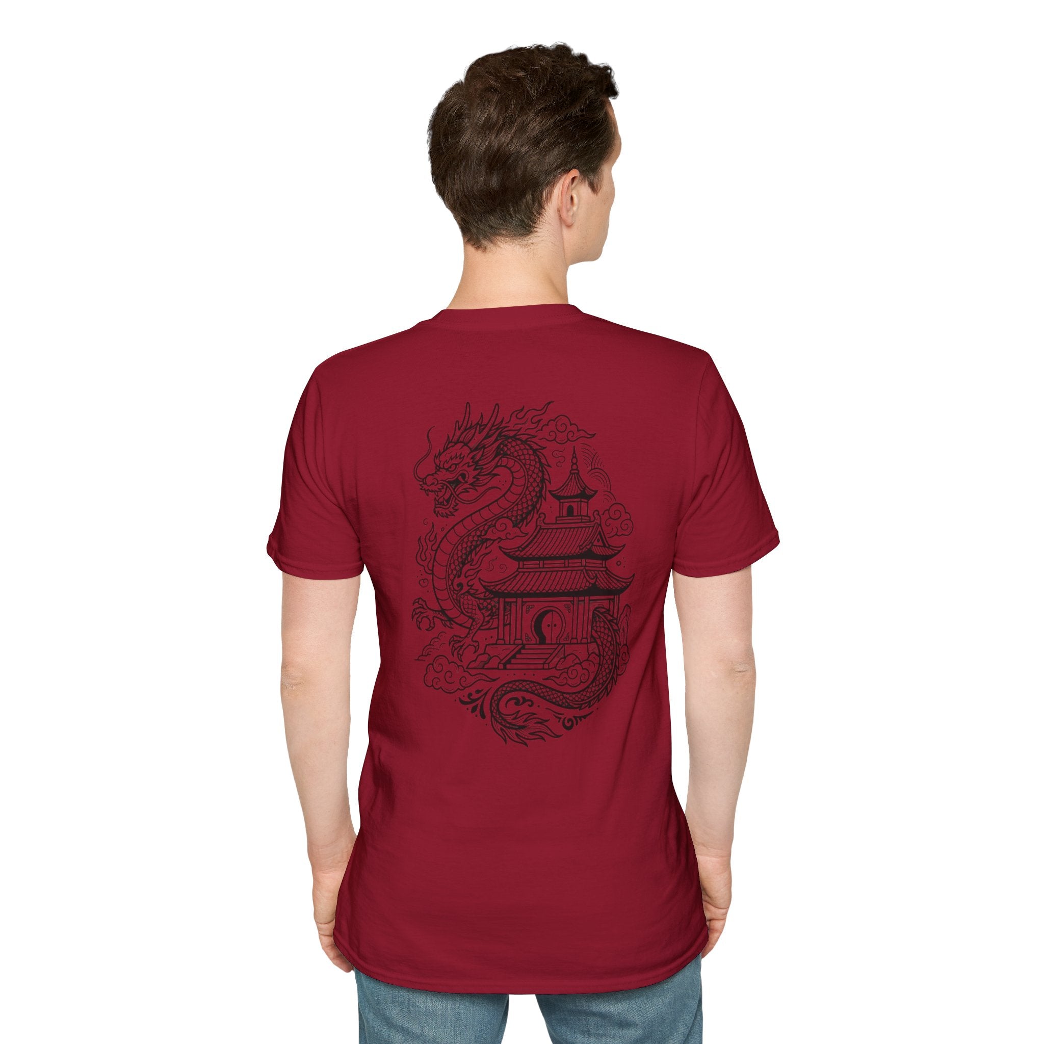 Dragon Crest Pocket T-Shirt — Small Intricate Dragon Chest Graphic